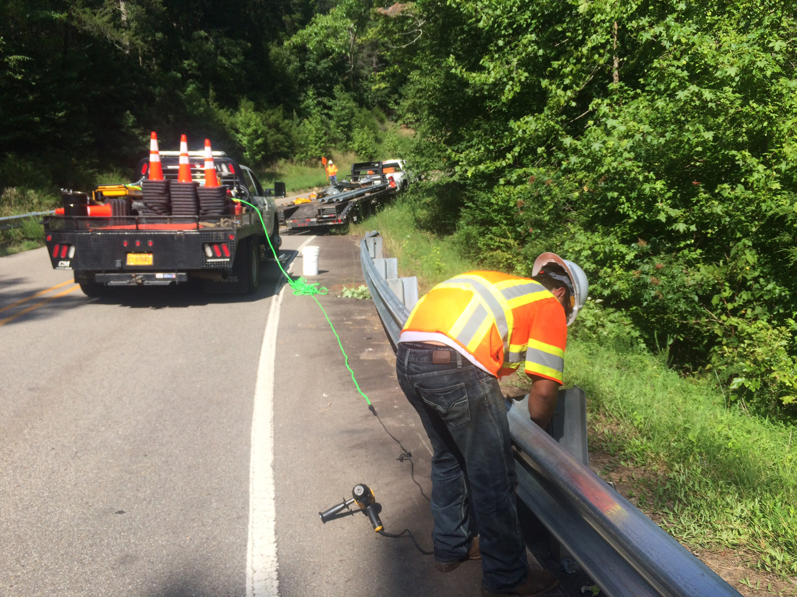 Road crash guardrail maintenance