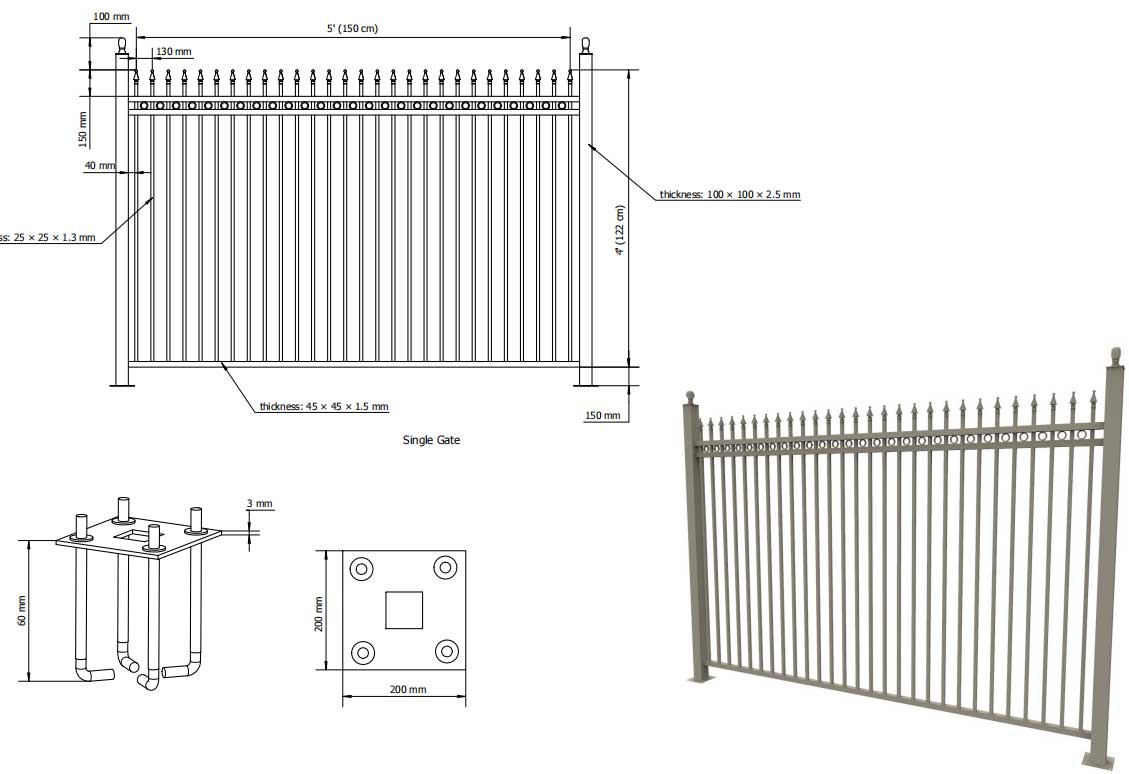 Steel Picket Fence 