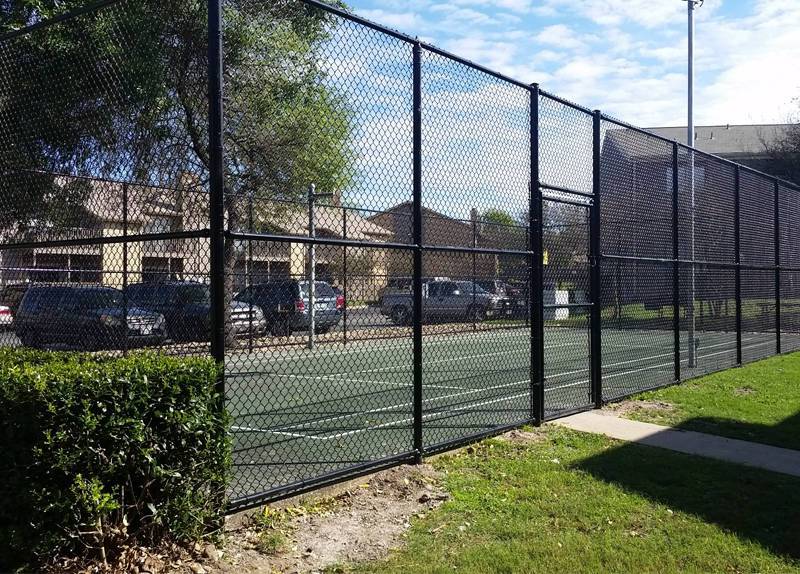 Chain link fencing during production